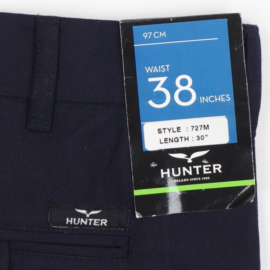 Hunter Men Blue 38in Regular Fit Chino Trousers Workwear