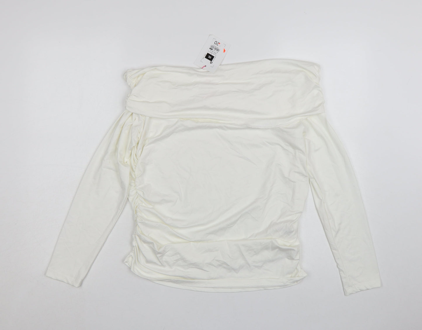 Savida Women’s Ivory Off Shoulder Ruched Tunic Top Size 18