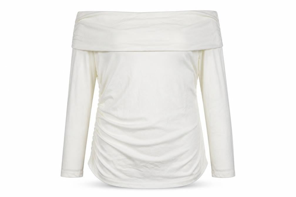 Savida Women’s Ivory Off Shoulder Ruched Tunic Top Size 18