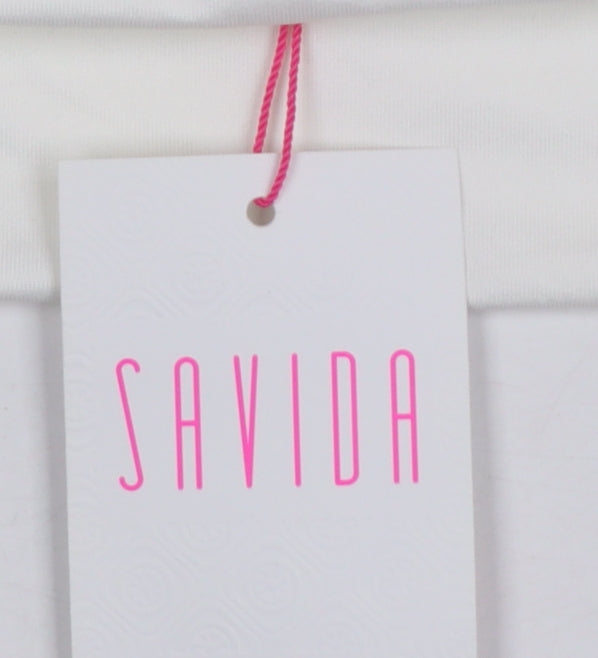 Savida Women’s Ivory Off Shoulder Ruched Tunic Top Size 18