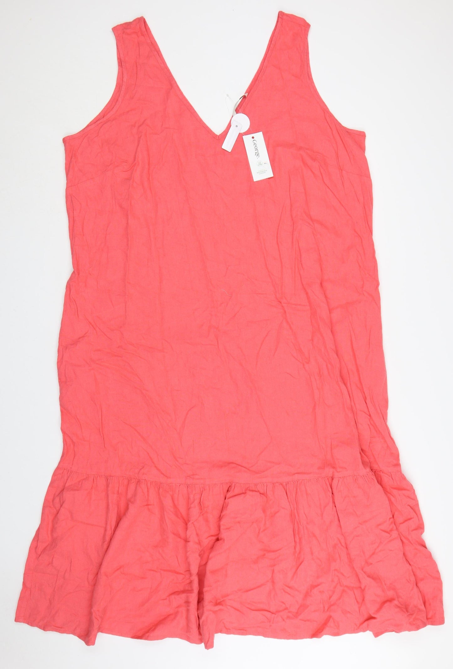 George Women’s Pink Linen Blend Sleeveless Shift Dress Size 24