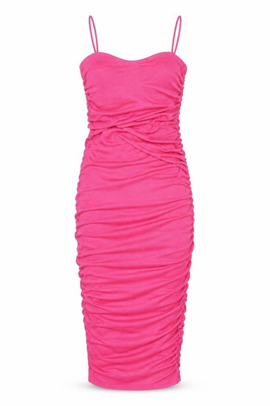 SHEIN Women’s Pink Ruched Bodycon Midi Dress Size 12