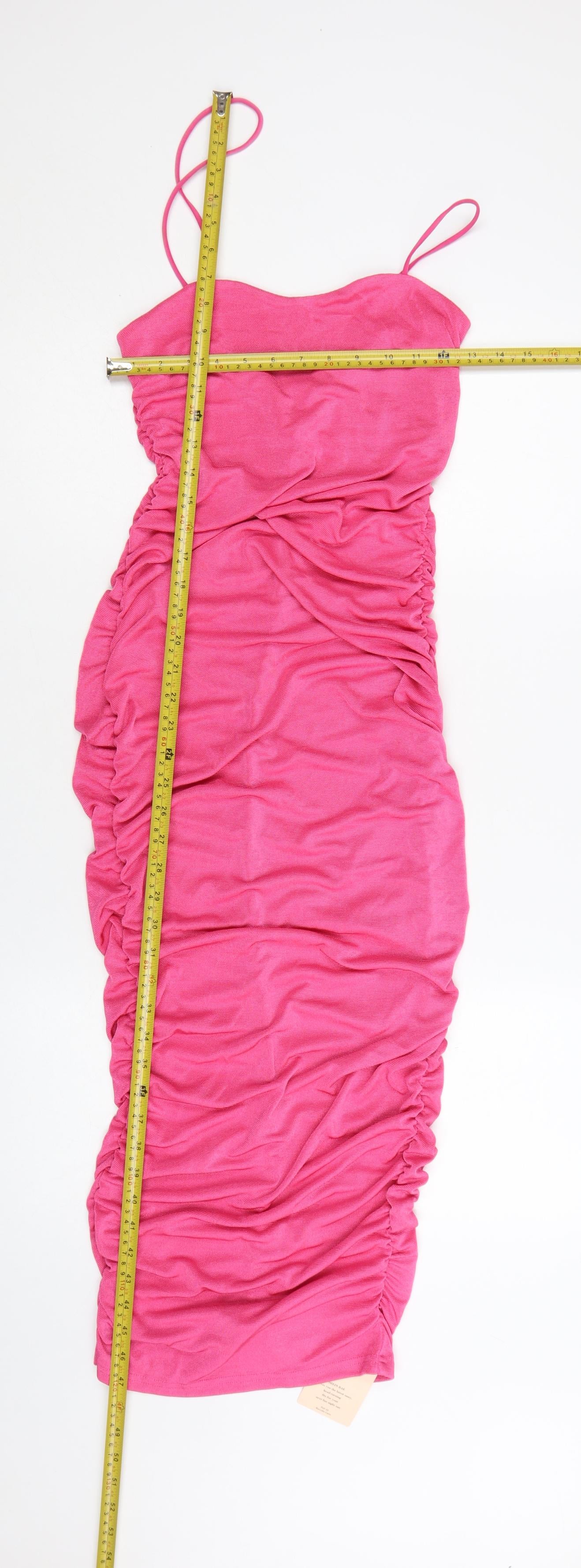 SHEIN Women’s Pink Ruched Bodycon Midi Dress Size 12