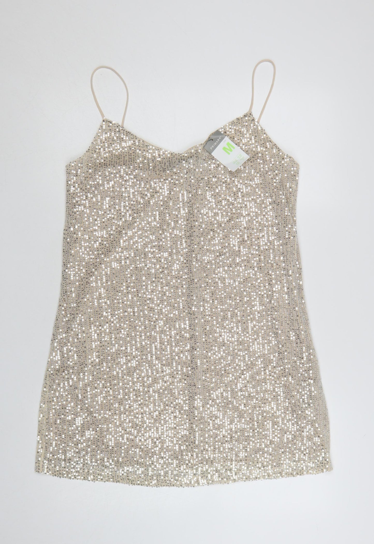Primark Women Silver Sequin Slip Dress Size 10 Party Cocktail