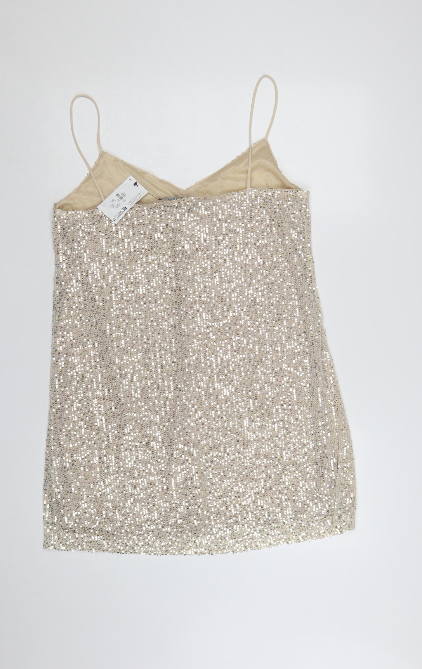 Primark Women Silver Sequin Slip Dress Size 10 Party Cocktail
