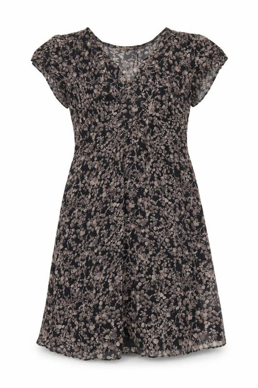 Kew Women Black Floral Silk V-Neck Shift Dress Size 14