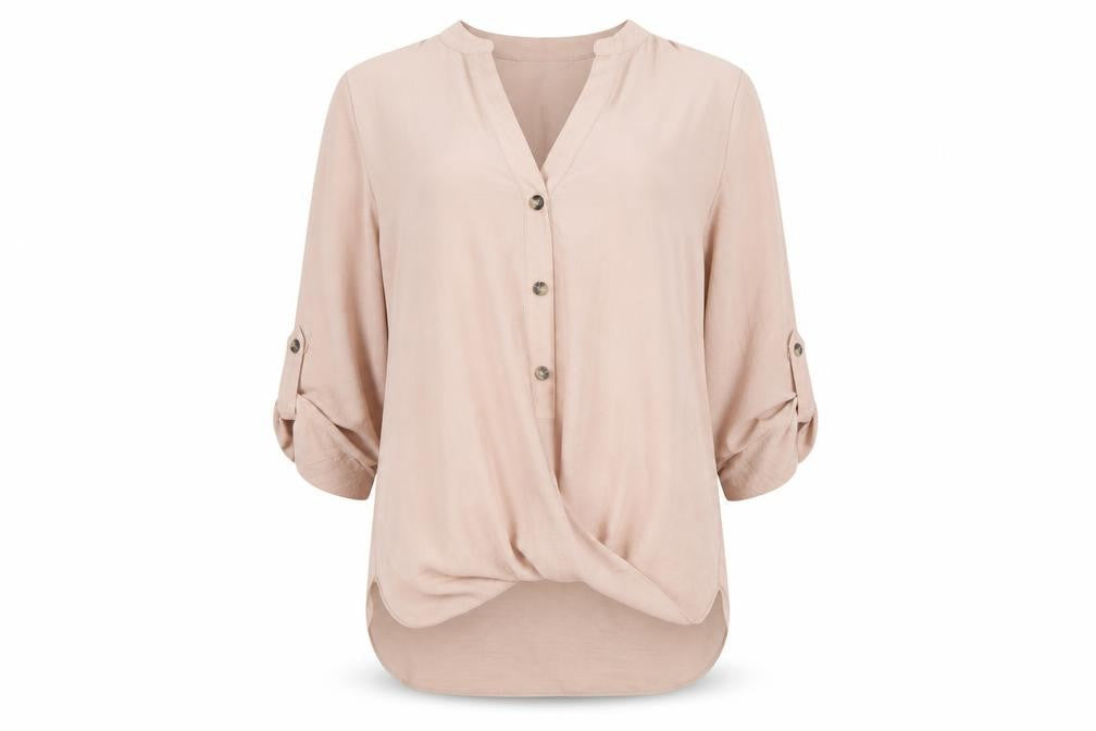 Principles Women’s Beige 3/4 Sleeve Tunic Blouse Size 10