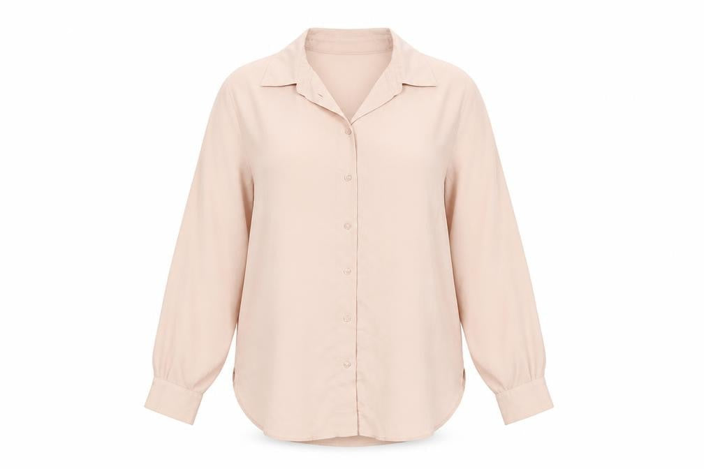 Marks & Spencer Women Beige Long Sleeve Button-Up Blouse M