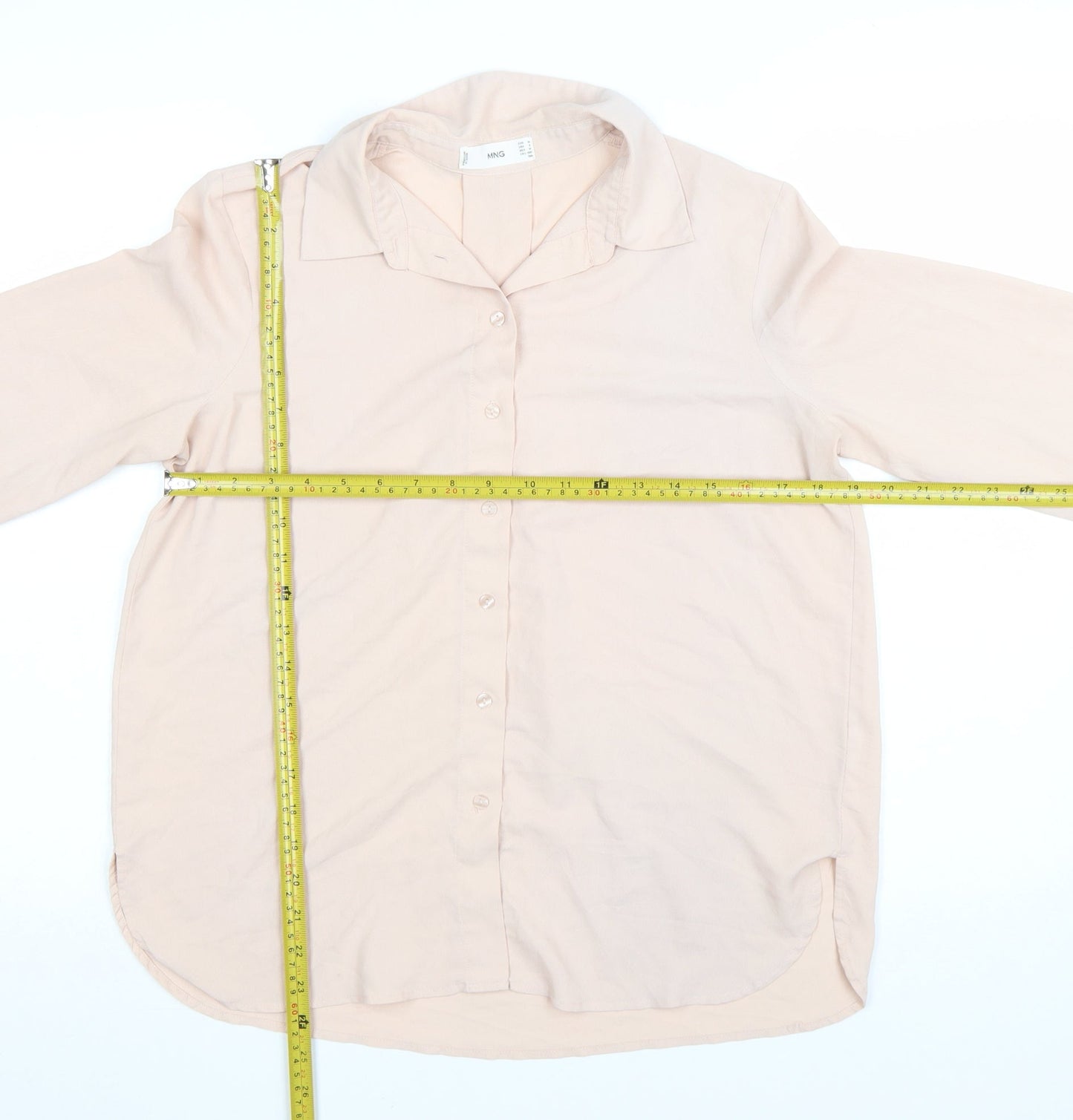 Marks and Spencer Women Beige Long Sleeve Button-Up Blouse M