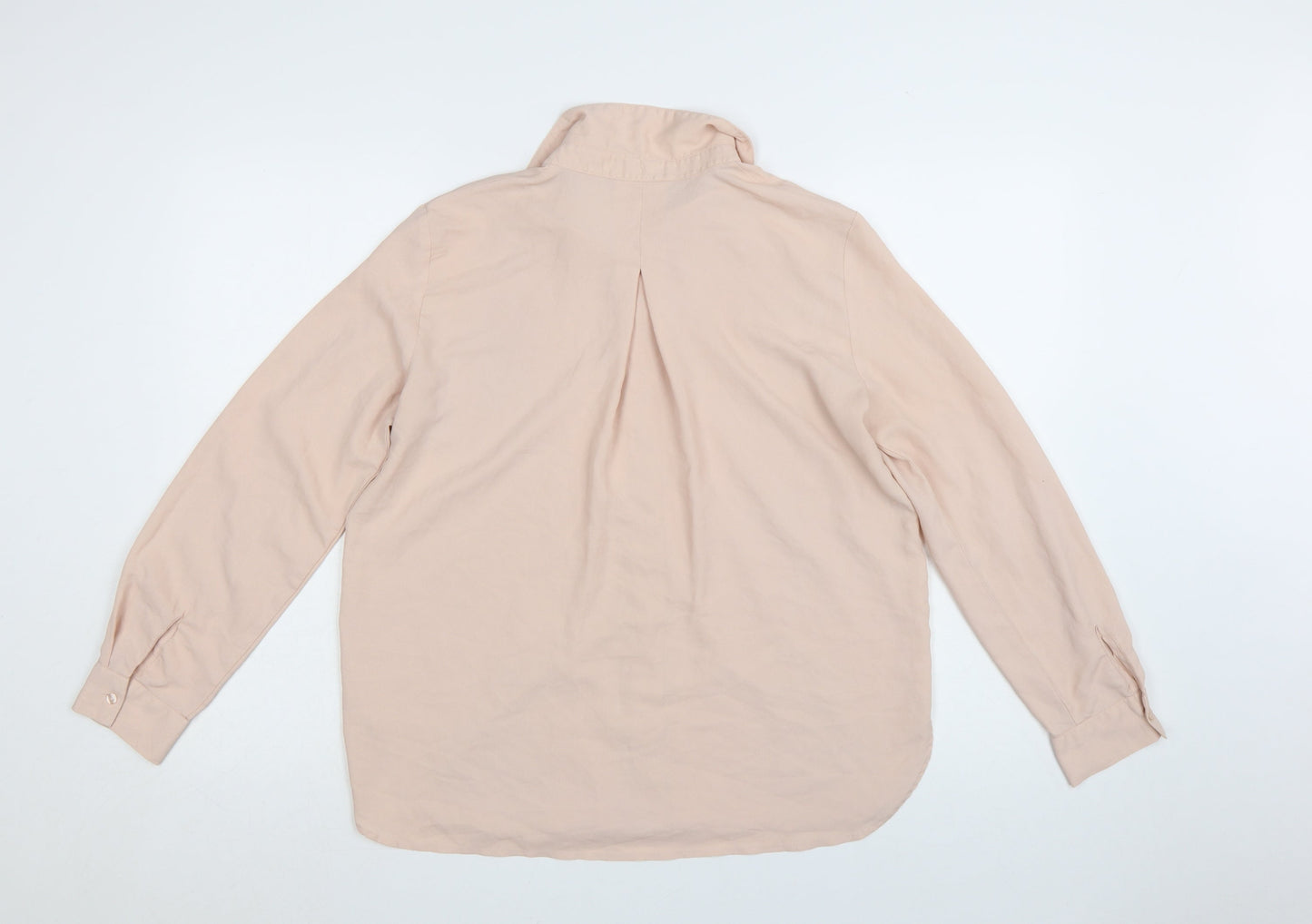 Marks and Spencer Women Beige Long Sleeve Button-Up Blouse M