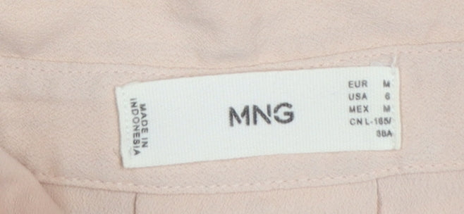 Marks and Spencer Women Beige Long Sleeve Button-Up Blouse M