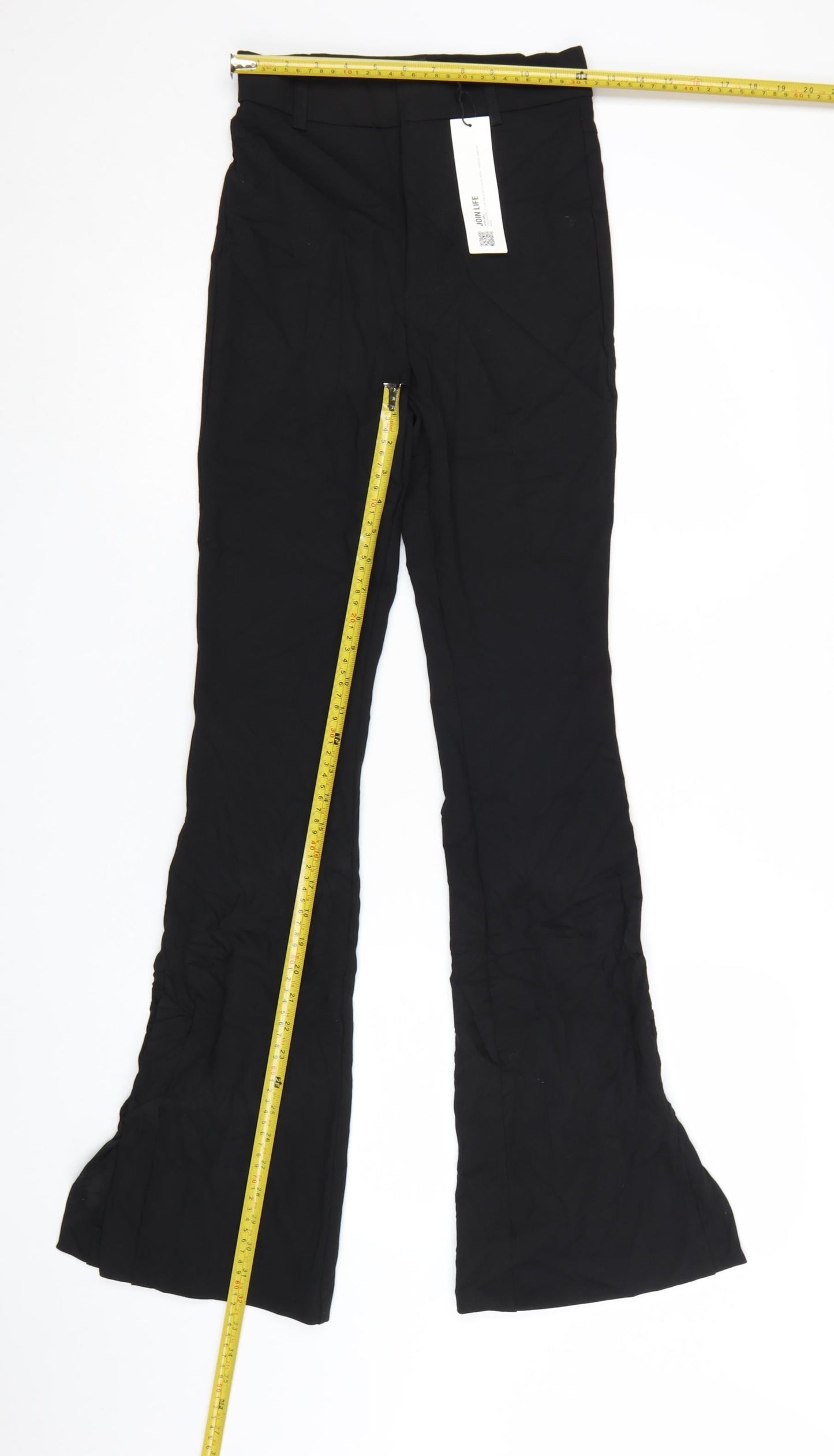 Zara Women Black XS Flared Trousers Polyester Blend