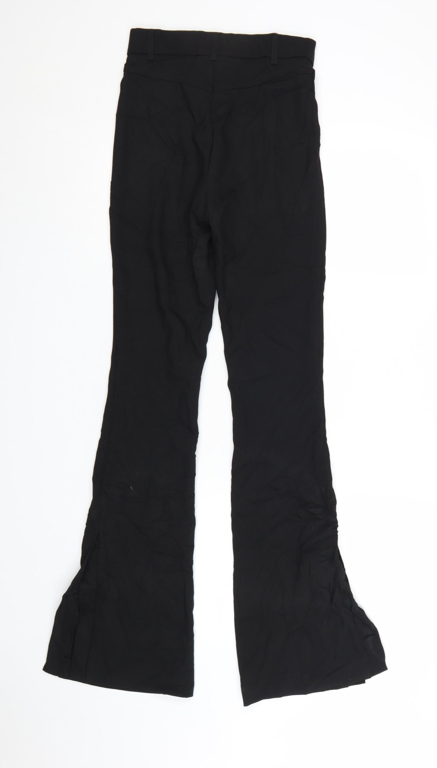 Zara Women Black XS Flared Trousers Polyester Blend