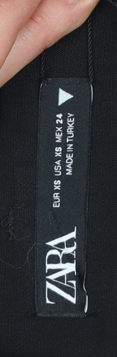 Zara Women Black XS Flared Trousers Polyester Blend
