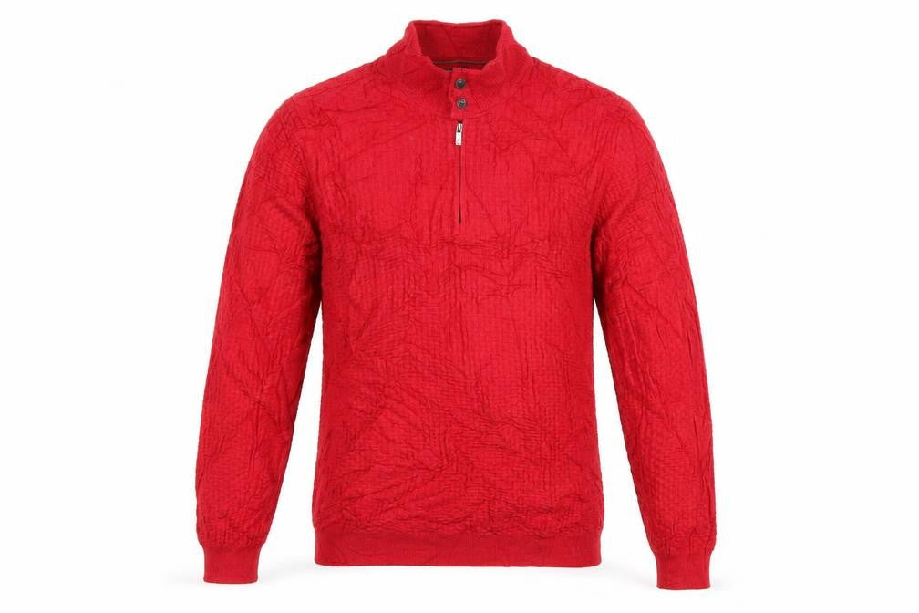 Massimo Dutti Men's Red XL 1/2 Zip Cotton Cashmere Jumper