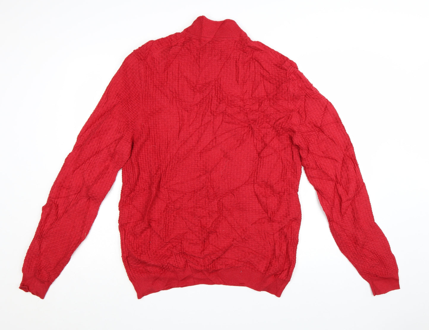 Massimo Dutti Men's Red XL 1/2 Zip Cotton Cashmere Jumper