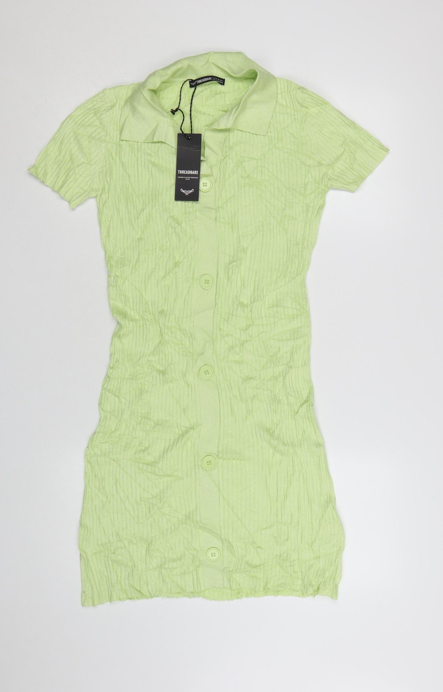 Threadbare Women's Green Short Sleeve Collared Shirt Dress Size 8
