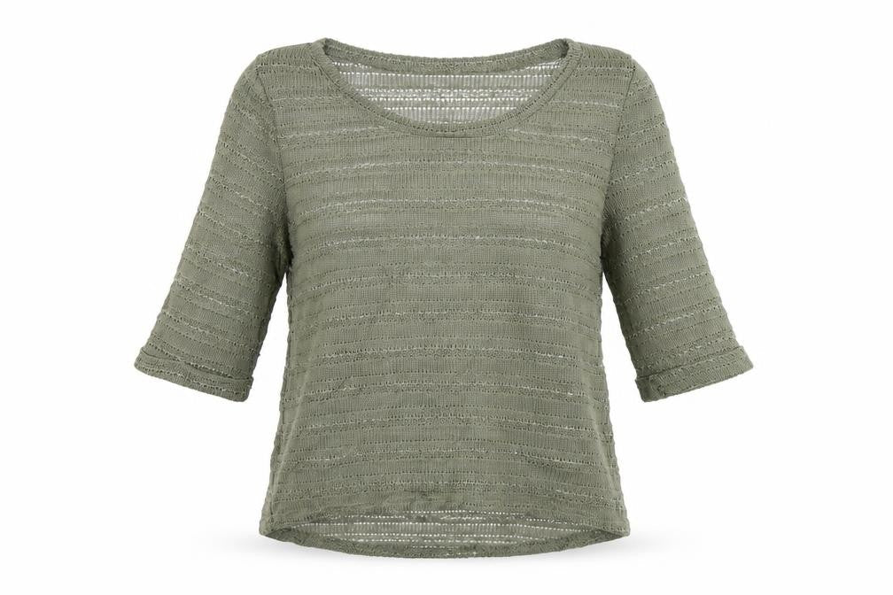 New Look Women’s Green Open-Knit 3/4 Sleeve Jumper Size 10