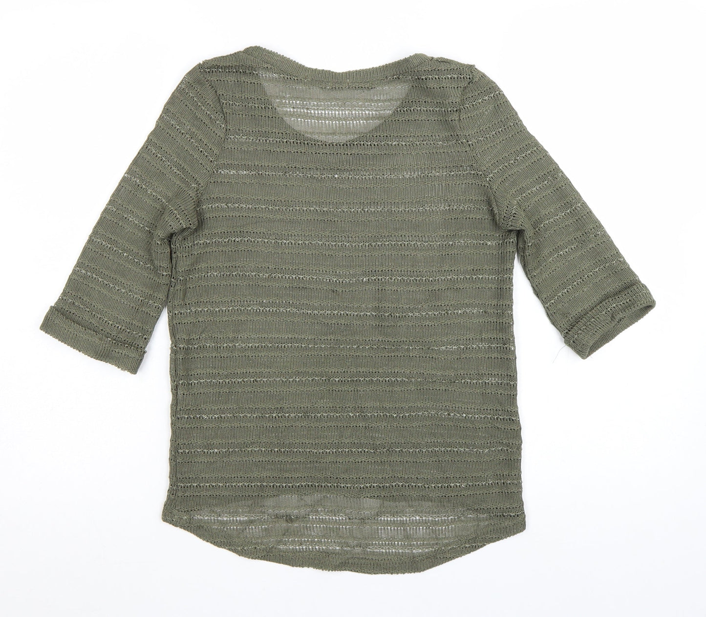 New Look Women’s Green Open-Knit 3/4 Sleeve Jumper Size 10
