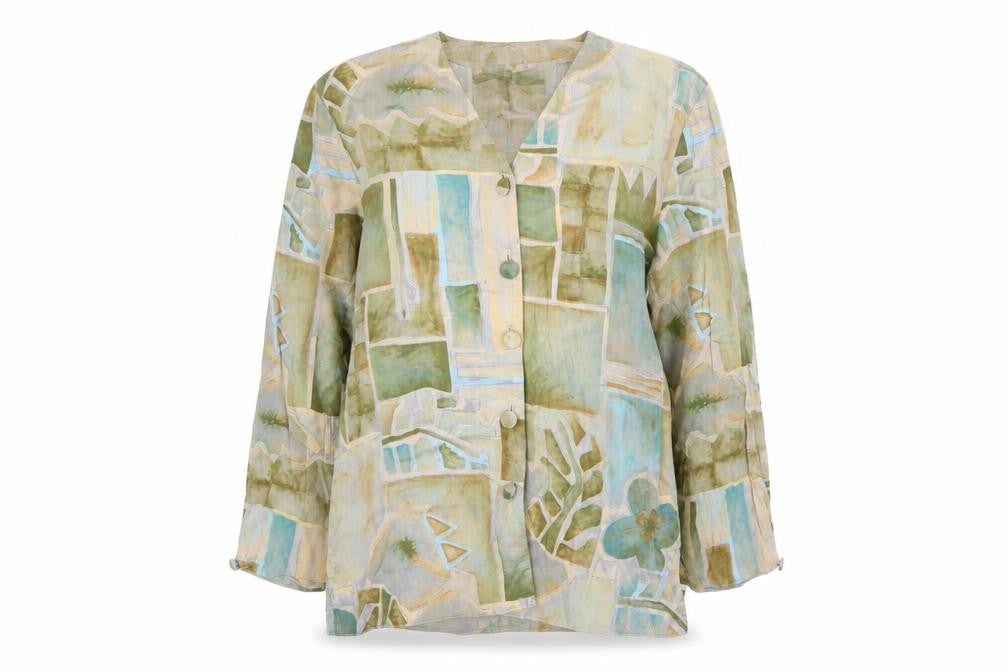 Gallery Women's Multicoloured Geometric V-Neck Tunic Blouse Size 12