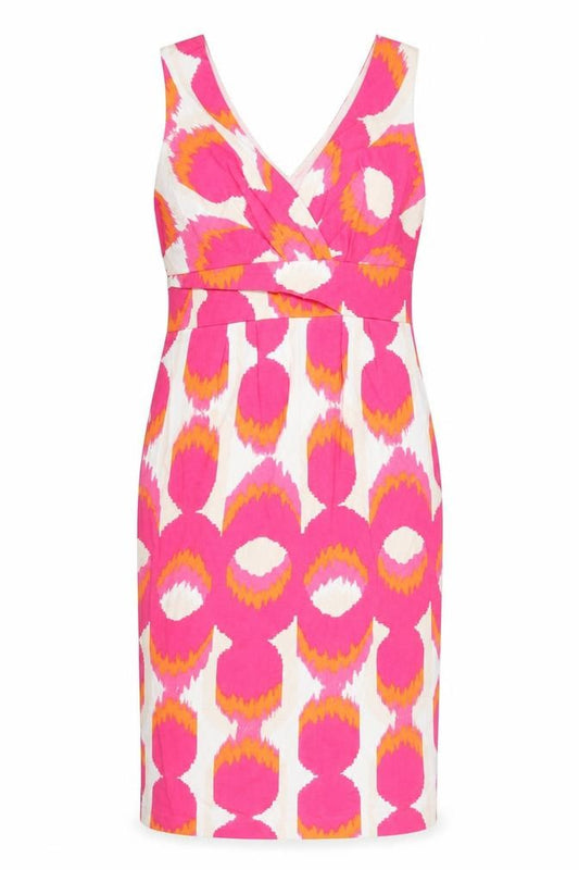 Boden Women’s Pink Geometric V-Neck Sheath Dress Size 12