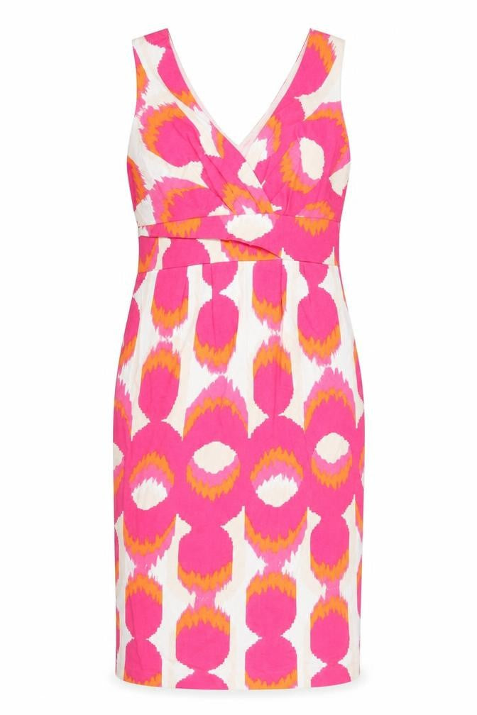 Boden Women’s Pink Geometric V-Neck Sheath Dress Size 12