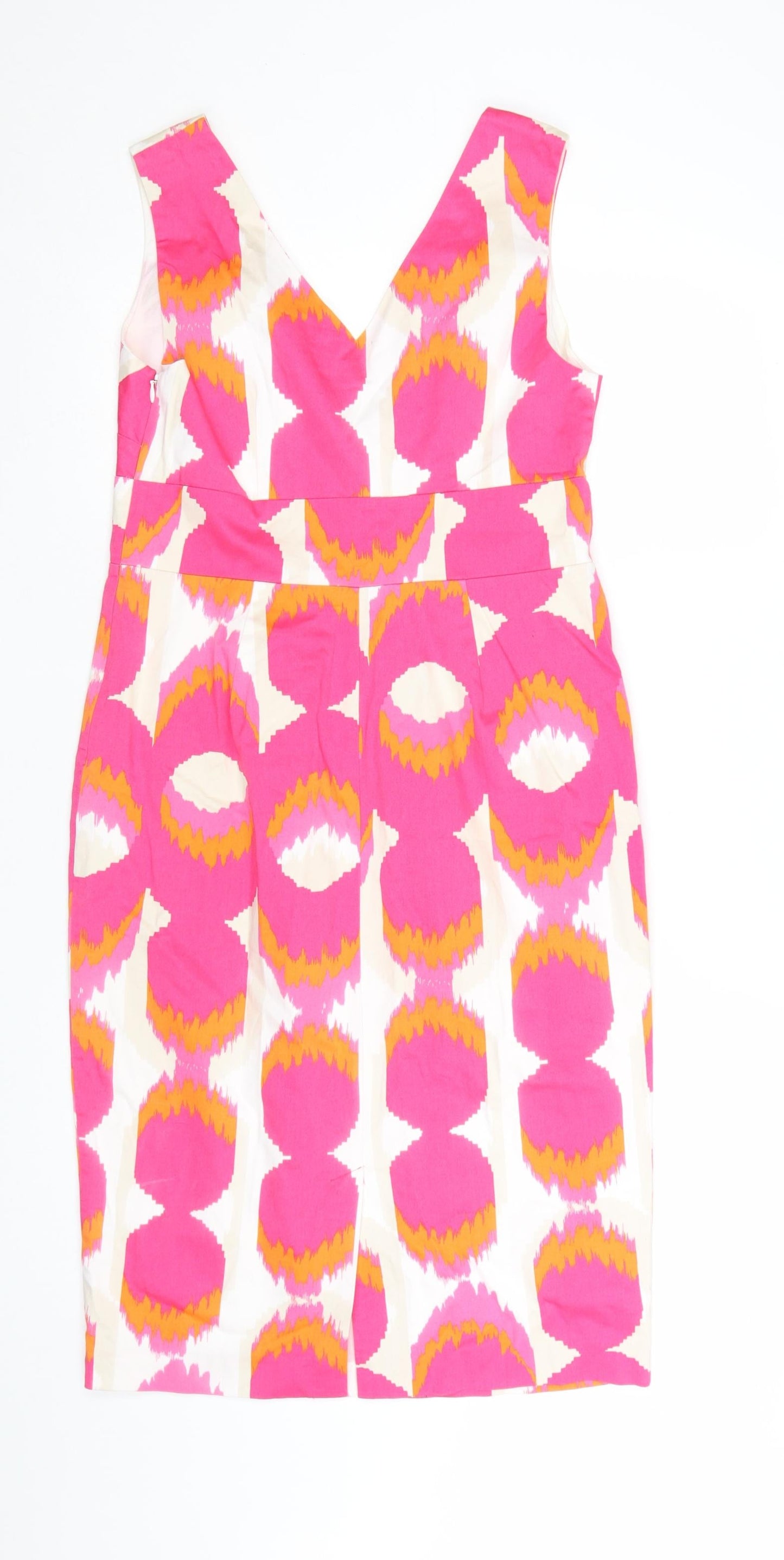 Boden Women’s Pink Geometric V-Neck Sheath Dress Size 12