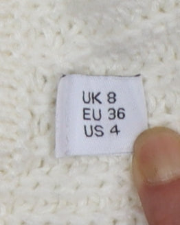 Collusion Womens Ivory Acrylic Chunky Knit Full Zip Jumper UK 8