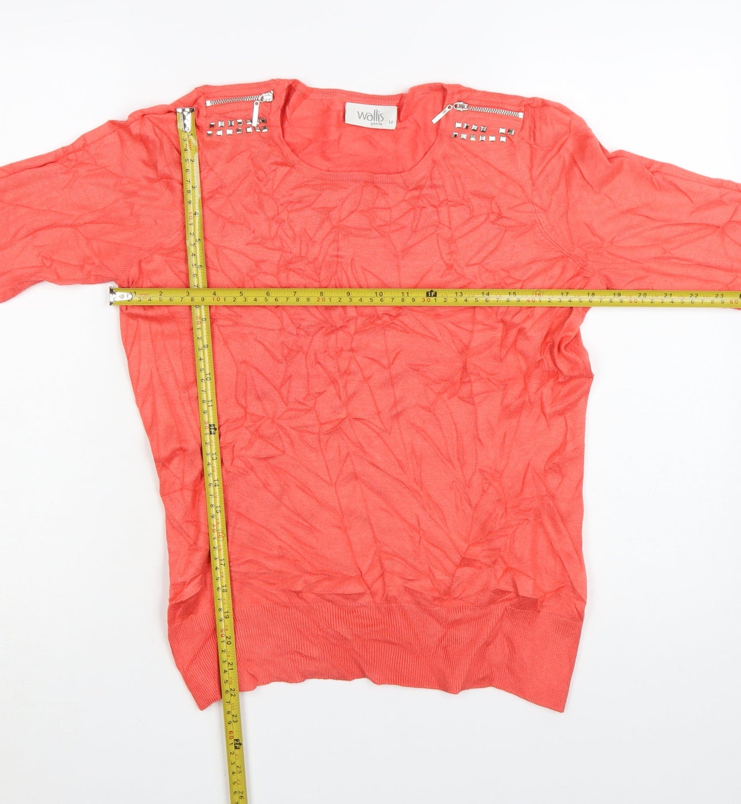 Wallis Women Pink Petite Size 12 Studded Shoulder Pullover Jumper
