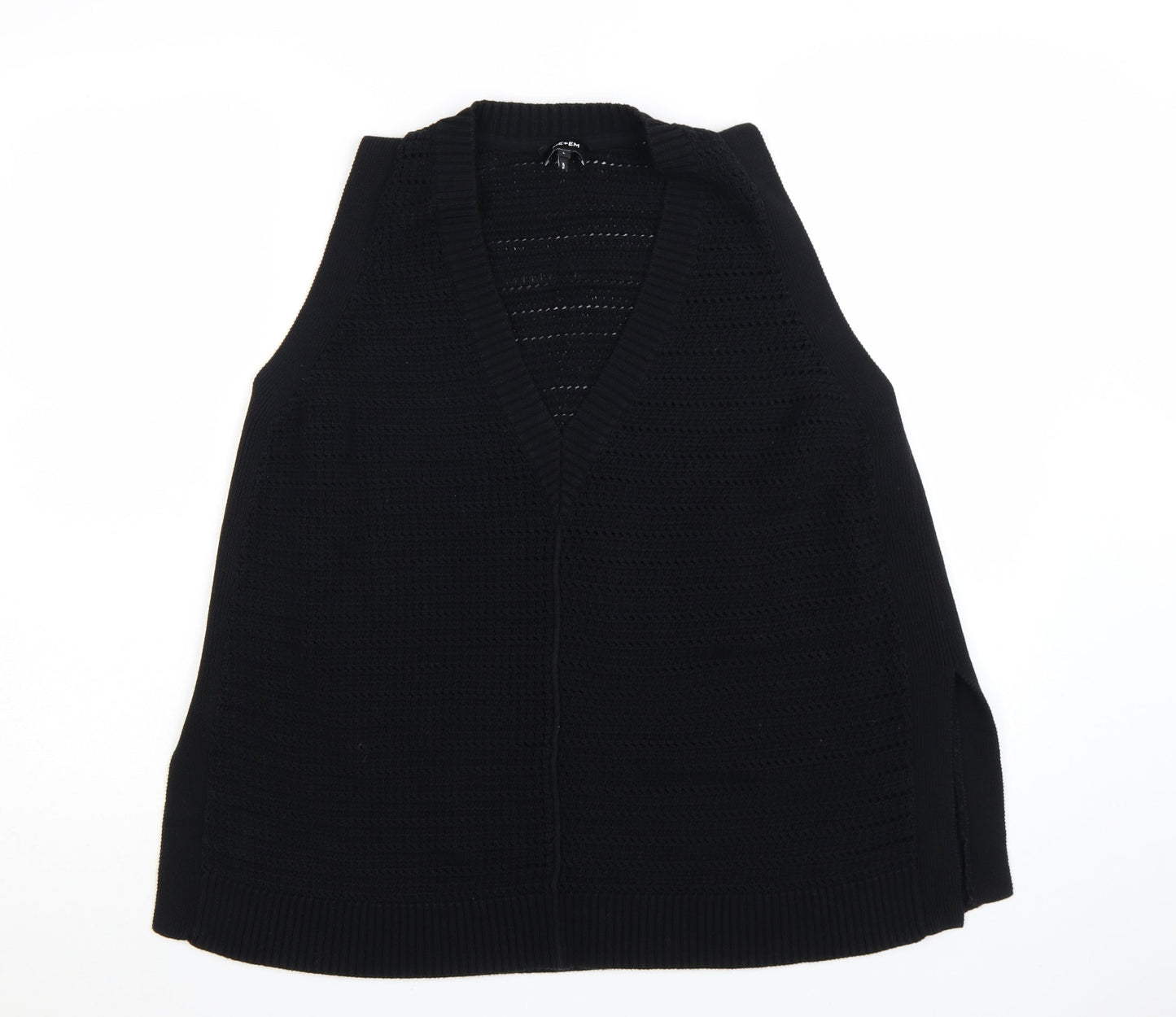 ME+EM Womens Black V-Neck Sleeveless Knit Cotton Vest L