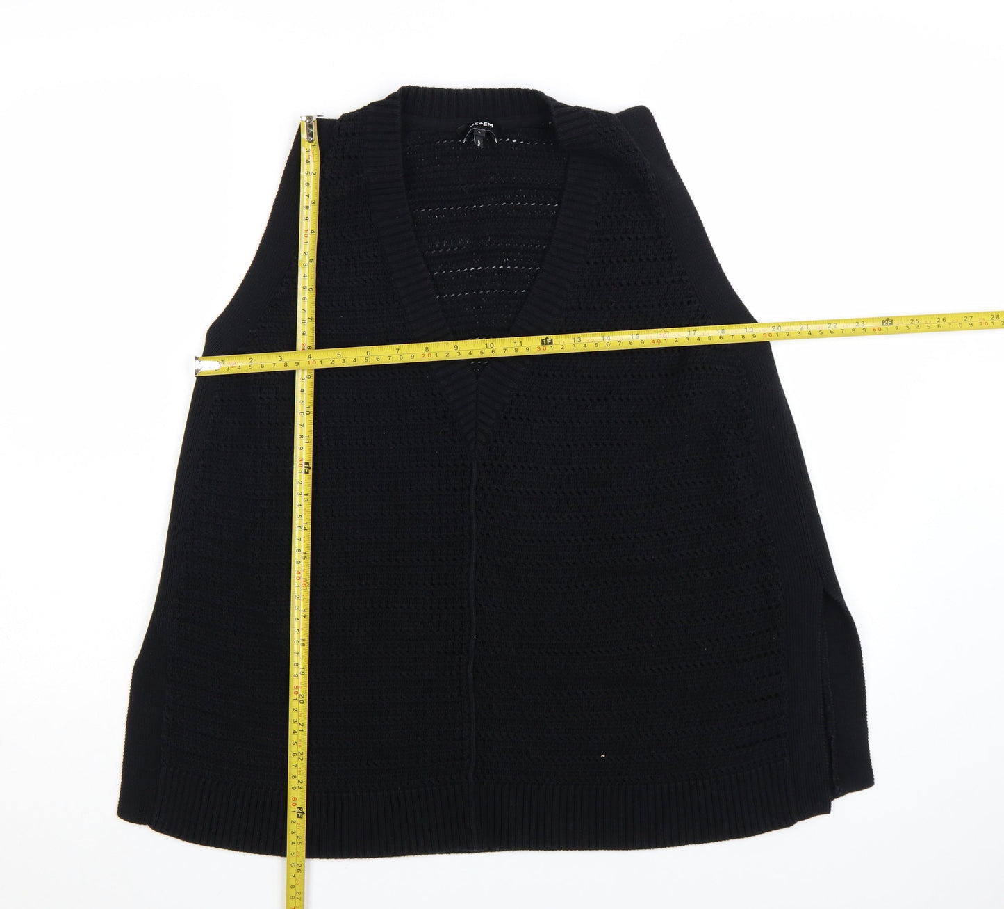 ME+EM Womens Black V-Neck Sleeveless Knit Cotton Vest L