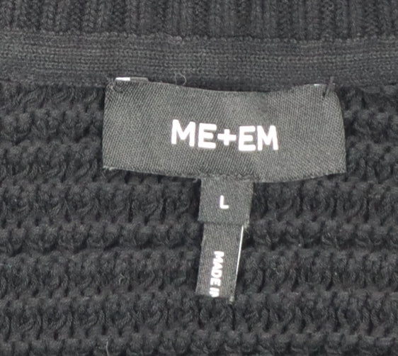 ME+EM Womens Black V-Neck Sleeveless Knit Cotton Vest L