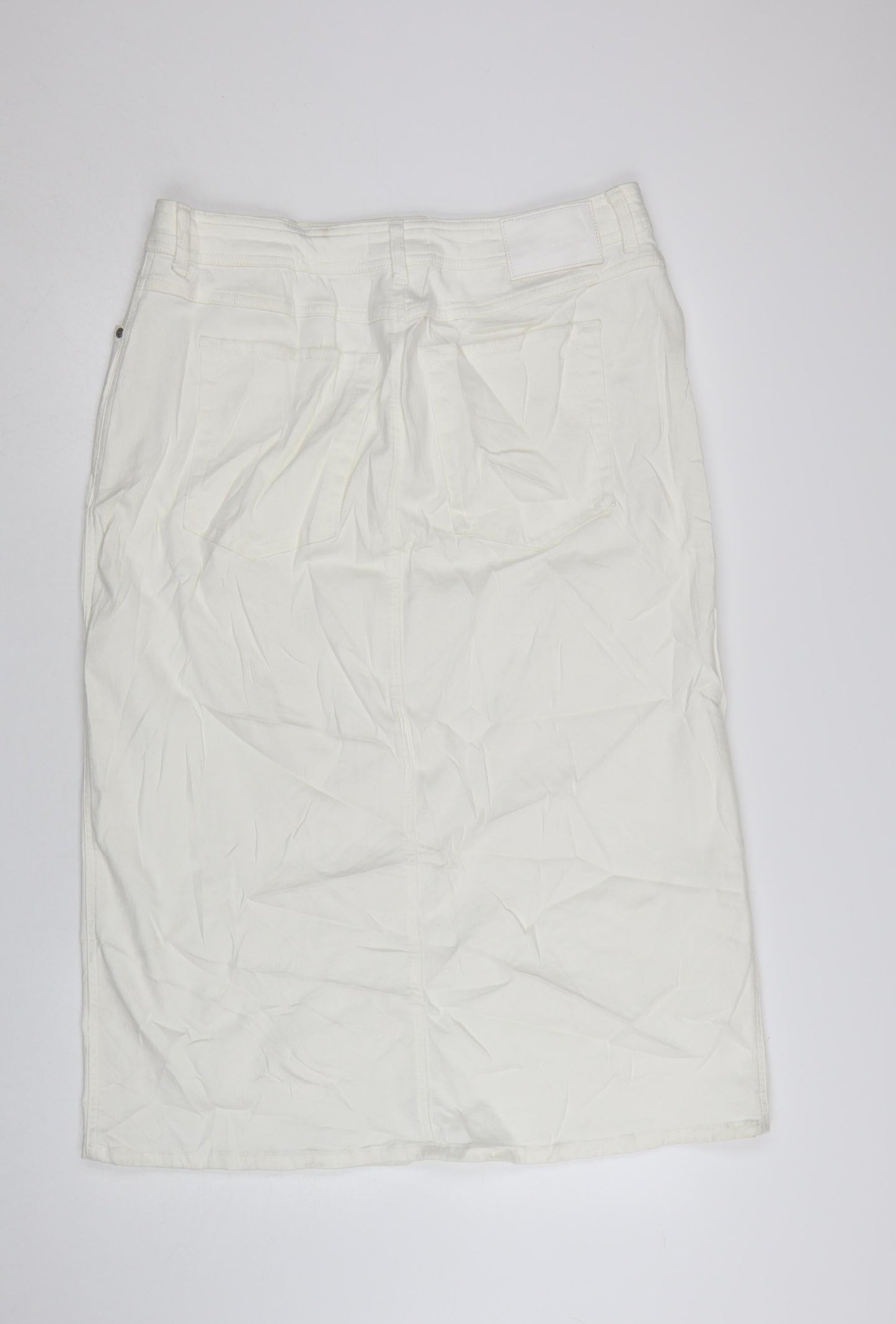Marks and Spencer Women’s White Cotton Blend Knee Length Pencil Skirt Size 18