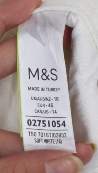 Marks and Spencer Women’s White Cotton Blend Knee Length Pencil Skirt Size 18