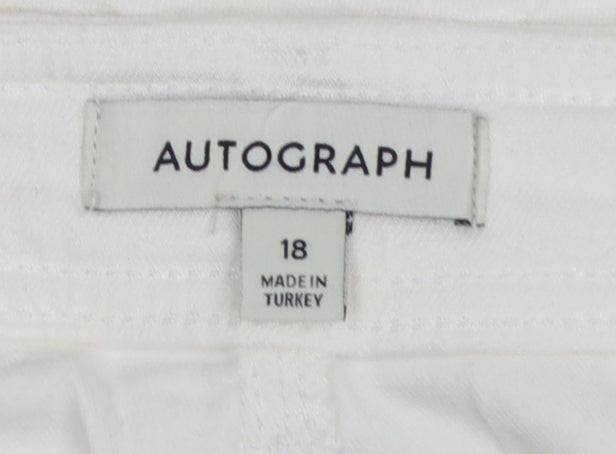 Marks and Spencer Women’s White Cotton Blend Knee Length Pencil Skirt Size 18