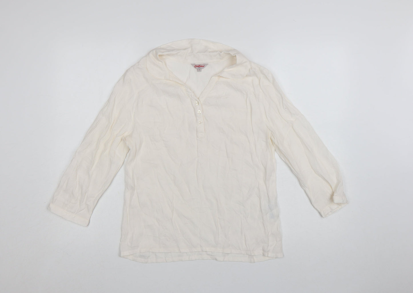 Cath Kidston Women Ivory Viscose Long Sleeve Tunic Blouse UK 10