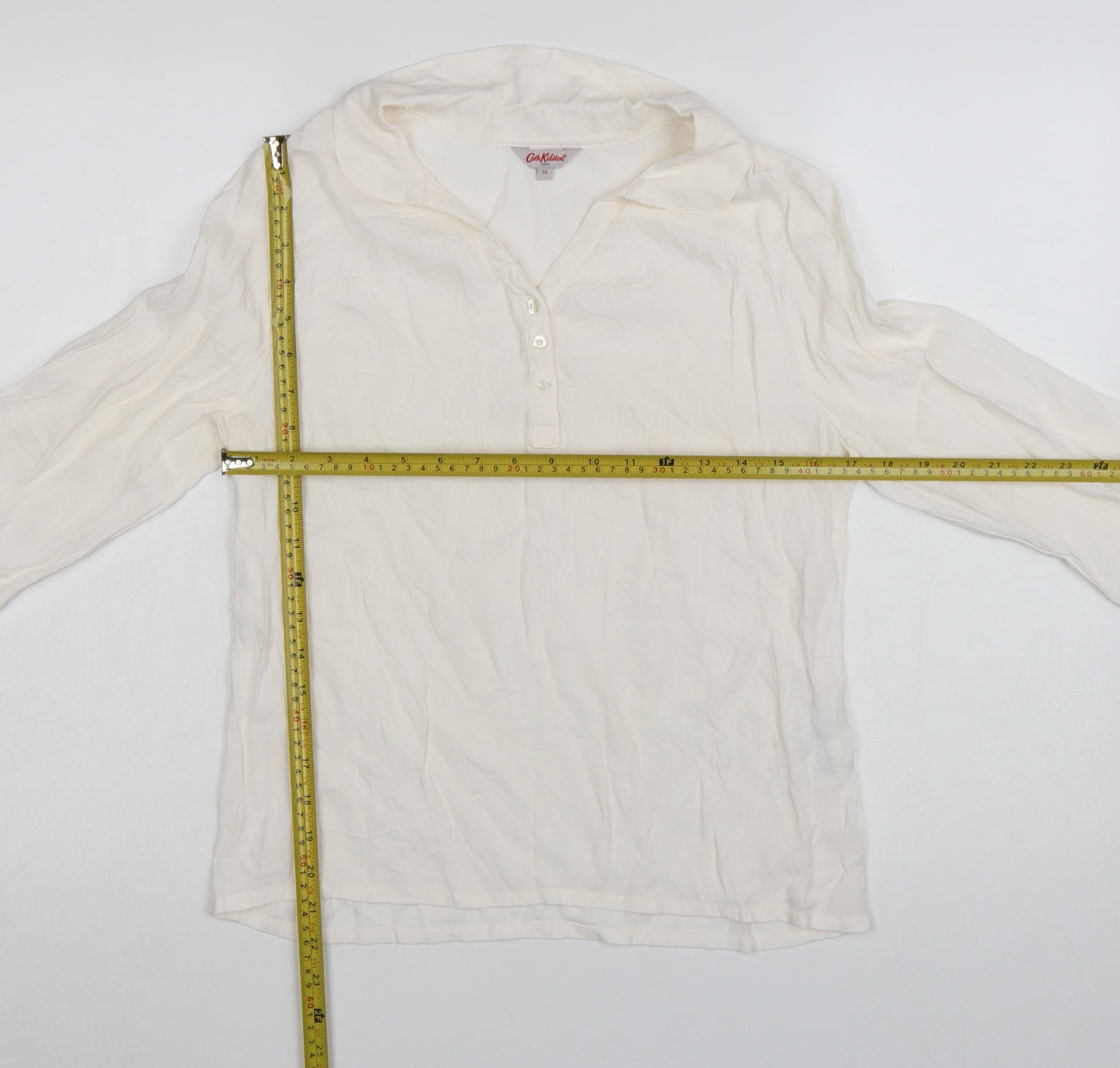 Cath Kidston Women Ivory Viscose Long Sleeve Tunic Blouse UK 10