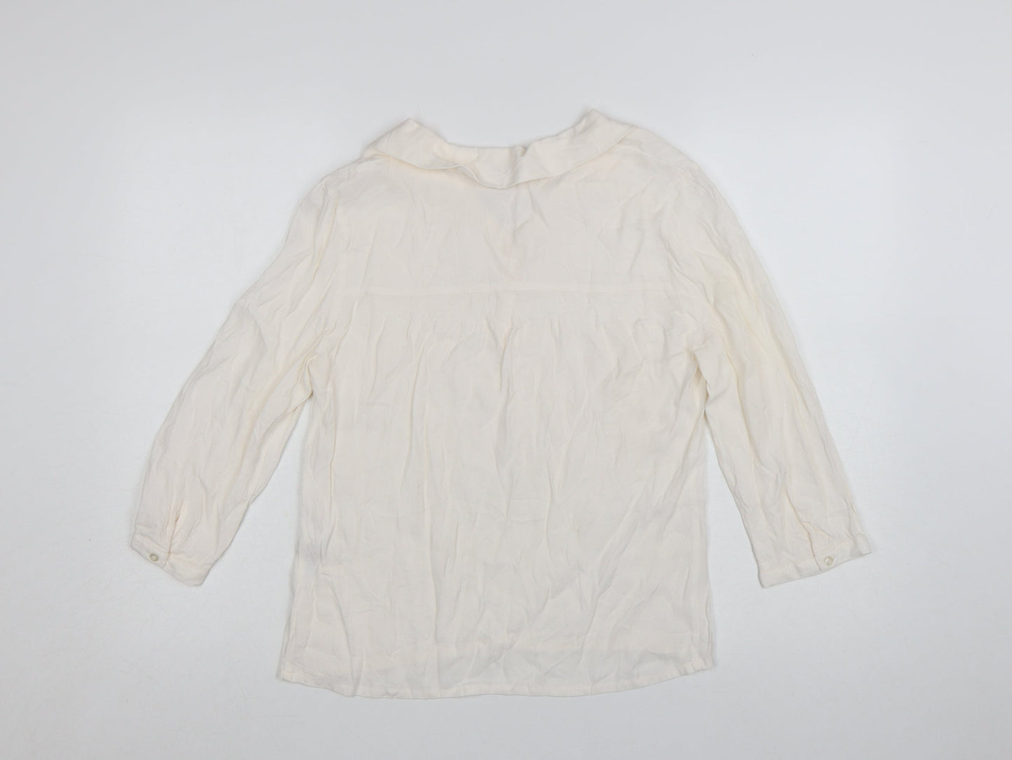 Cath Kidston Women Ivory Viscose Long Sleeve Tunic Blouse UK 10