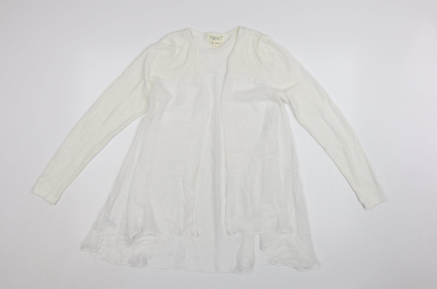 Next Women White Long Sleeve Tunic Blouse Size 8 Cotton Blend