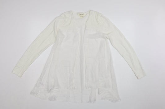 Next Women White Long Sleeve Tunic Blouse Size 8 Cotton Blend