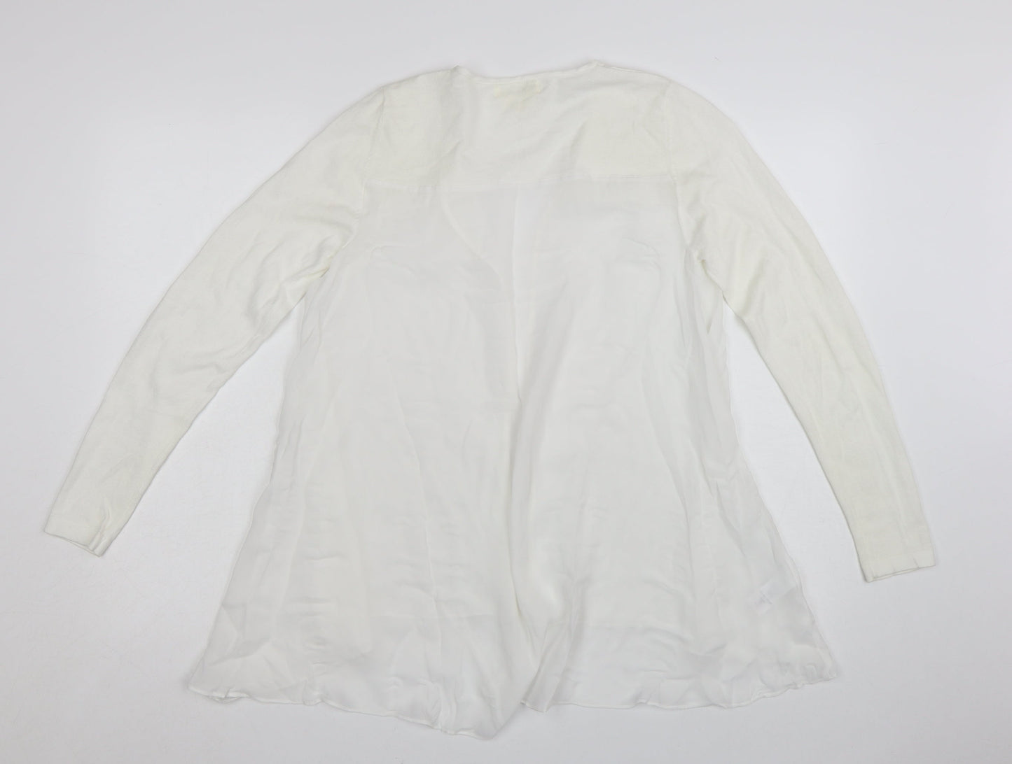 Next Women White Long Sleeve Tunic Blouse Size 8 Cotton Blend