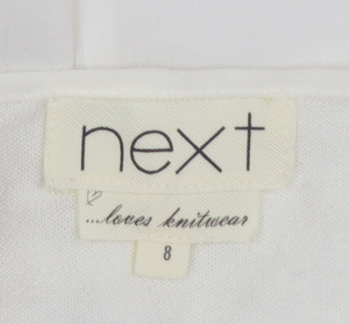 Next Women White Long Sleeve Tunic Blouse Size 8 Cotton Blend