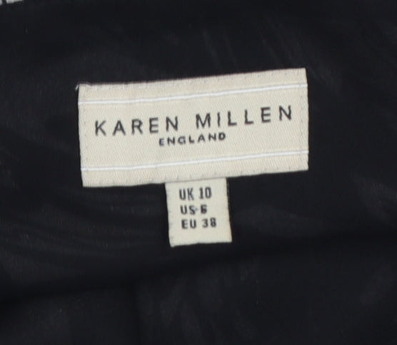 Karen Millen Women's Black Floral Halter Chiffon Blouse Size 10