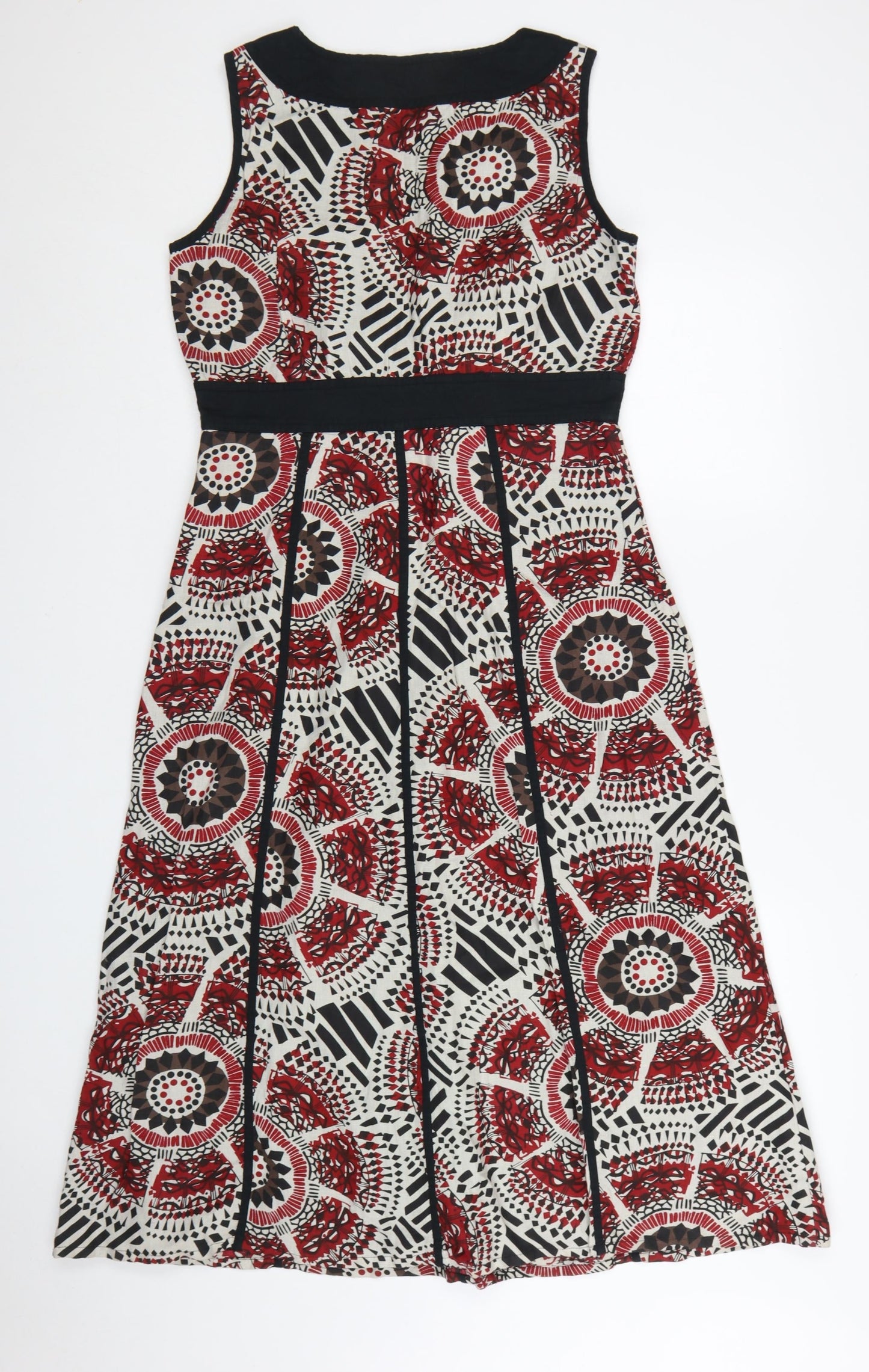 Amara Women's Red Geometric Fit & Flare Summer Dress Size 14