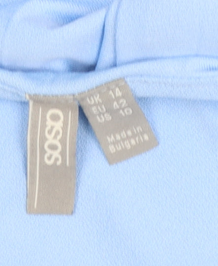 ASOS Women Blue Size 14 One Shoulder A-Line Dress