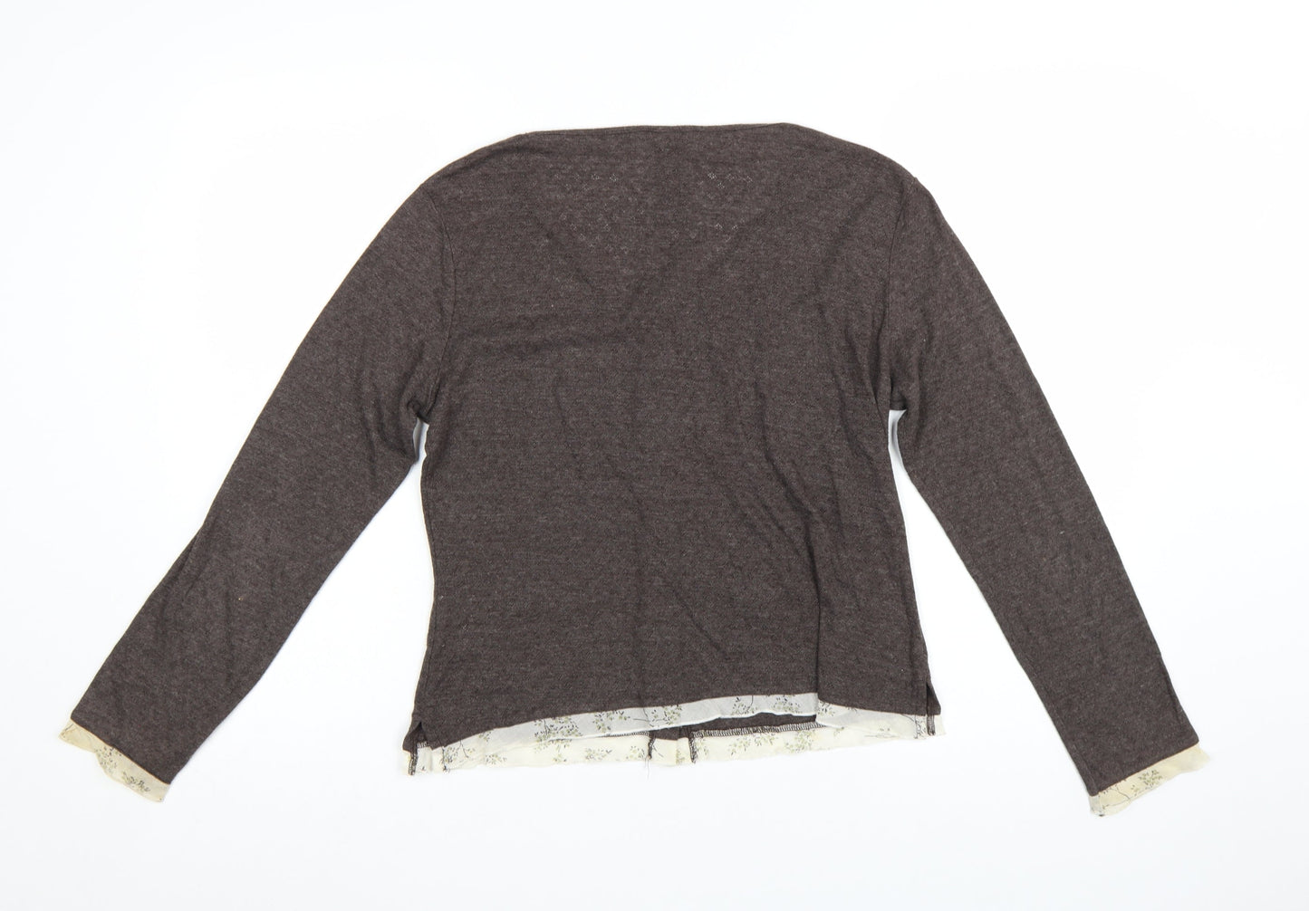 Mistral Women Brown Cardigan Size 14 Cotton Blend Long Sleeve