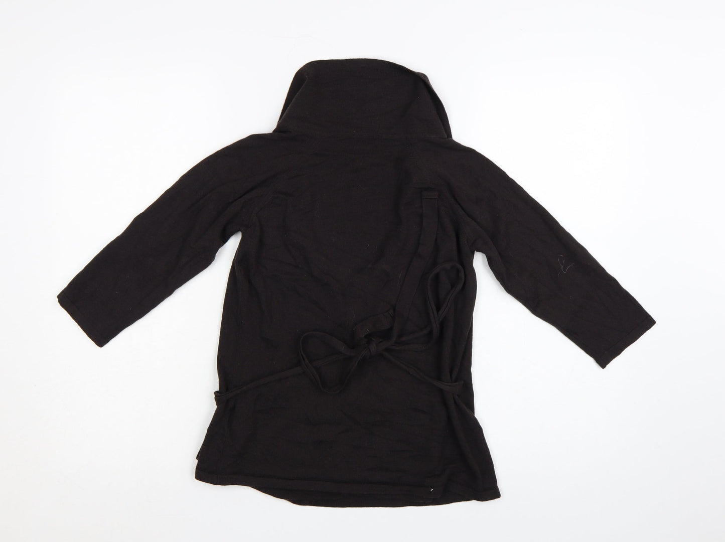 Hobbs Women Black Size 12 Wrap Knit 3/4 Sleeve Jumper