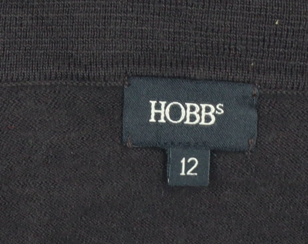 Hobbs Women Black Size 12 Wrap Knit 3/4 Sleeve Jumper