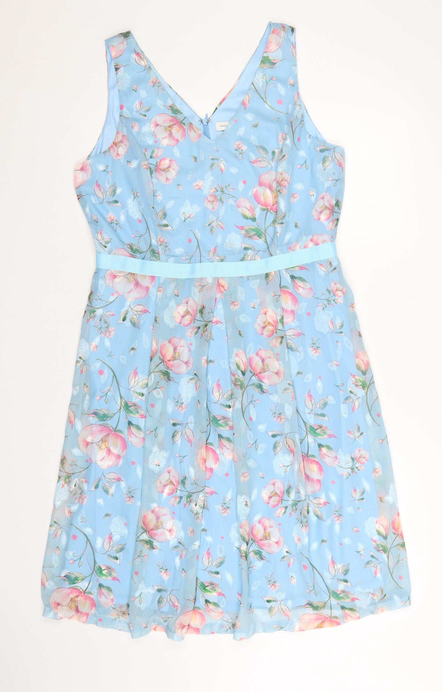 Marc Angelo Women's Blue Floral Fit & Flare Dress Size 14
