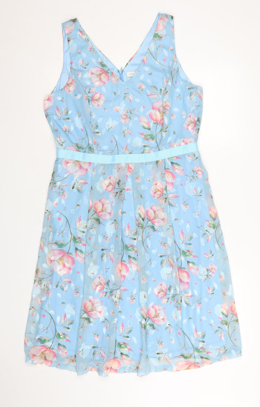 Marc Angelo Women's Blue Floral Fit & Flare Dress Size 14